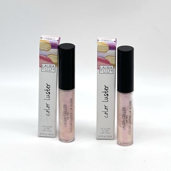 LAURA GELLER Color Luster Lip Gloss Diamond Dust Top Coat 0.21oz Set of 2 NEW - Picture 1 of 7